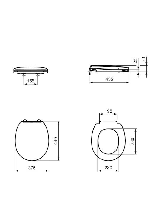 Ideal Standard Contour 21 S406501 Glossy White Toilet Seat Normal Close