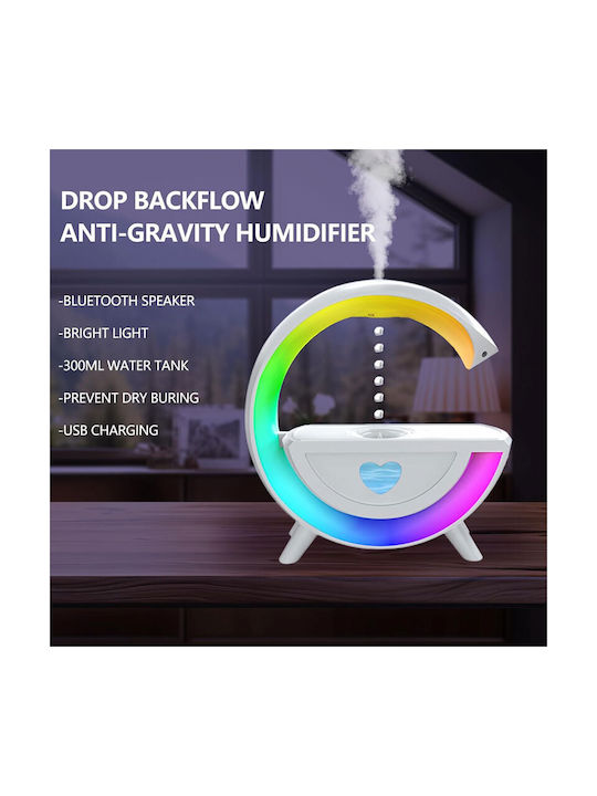 Aromatherapy Diffuser & Humidifier Bluetooth Speaker Led Rgb Lighting 350ml T00k8 Multi-function Anti-gravity Humidifier White Oem