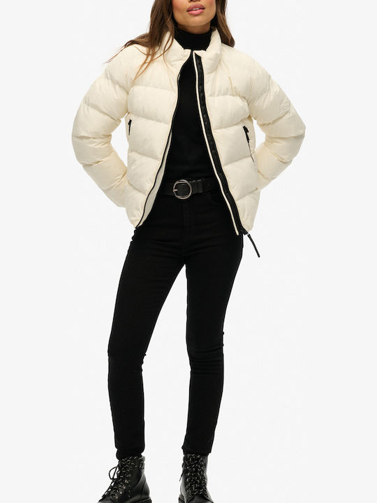 Jachetă de femei Puffer Waterproof Offwhite