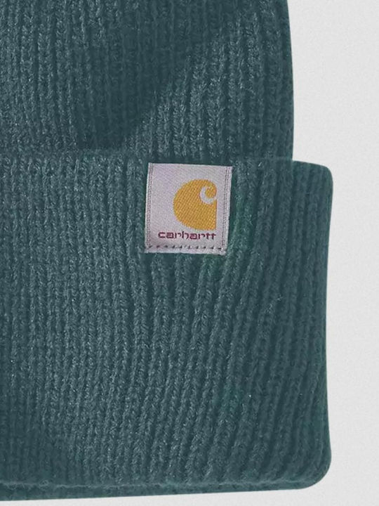 Pom Pom Beanie Γυναικείος Σκούφος με Rib Πλέξη σε Πράσινο χρώμα