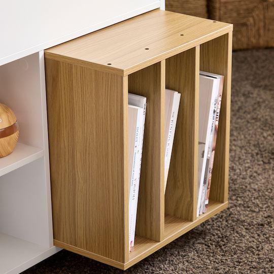 Rectangular Side Table Wooden with Wheels White L70xW30xH61cm.