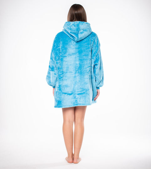 Sherpa Decke mit Ärmeln 80x84cm Blau