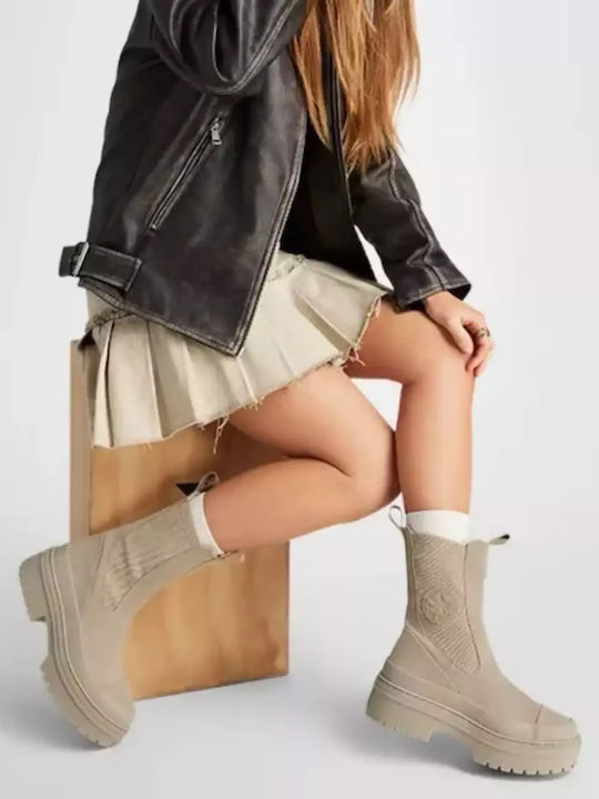 Chuck Taylor Leder Damen Chelsea Stiefeletten Beige