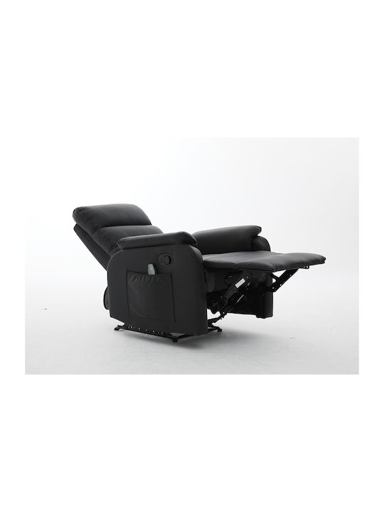 Rigil Πολυθρόνα Relax Massage από Δερματίνη Μαύρο 75x87x102cm