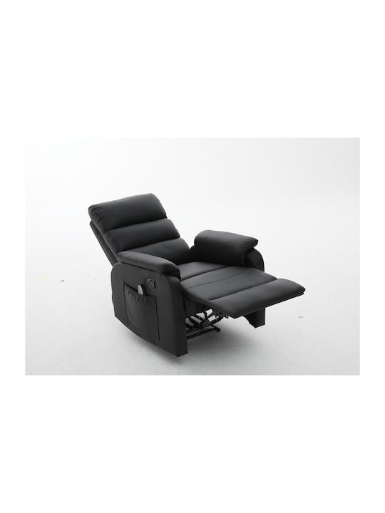 Rigil Πολυθρόνα Relax Massage από Δερματίνη Μαύρο 75x87x102cm