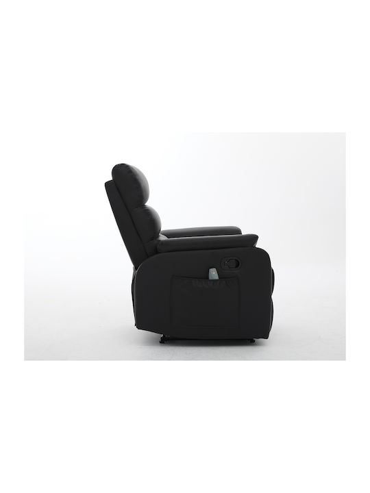 Rigil Πολυθρόνα Relax Massage από Δερματίνη Μαύρο 75x87x102cm