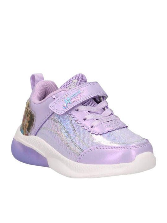 Παιδικά Sneakers Ανατομικά με Σκρατς & Φωτάκια Μωβ