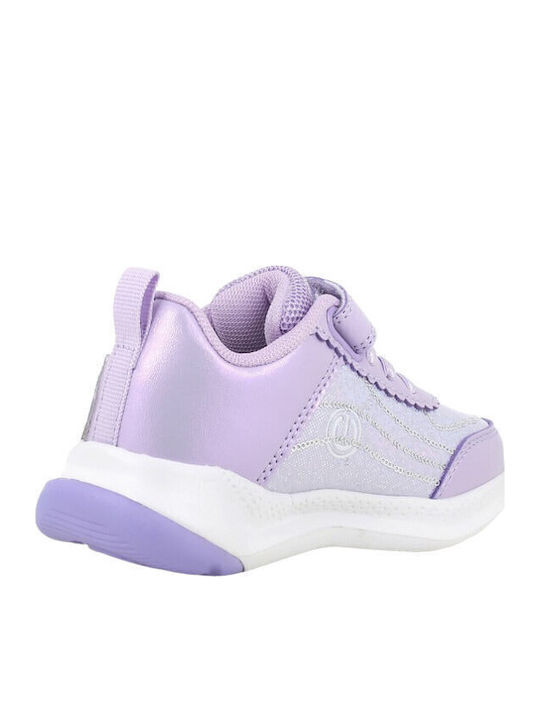 Παιδικά Sneakers Ανατομικά με Σκρατς & Φωτάκια Μωβ