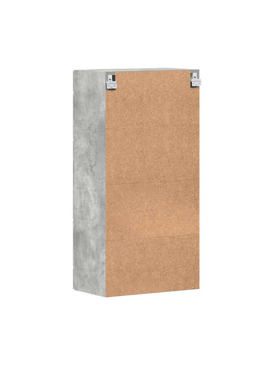 Wall Living Room Display Cabinet made of Particleboard with Glass Grey Concrete 55x29x100cm