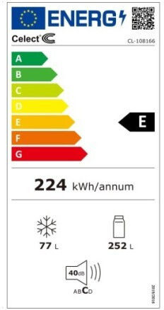 Celect 329лт NoFrost В166xШ60xД65см. Бял