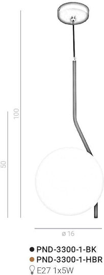 Italux Pendant Light Gray Ball with Socket E27 100cm