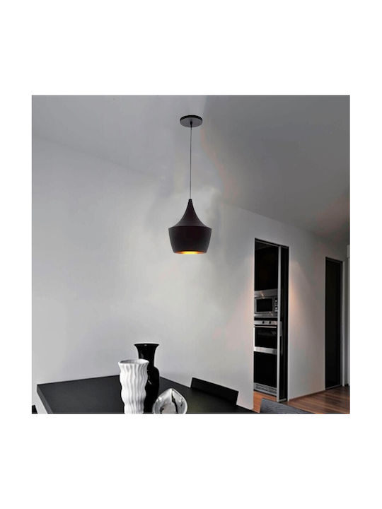 VenCore Pendant Light Black Bell with Socket E27 24x24x30cm