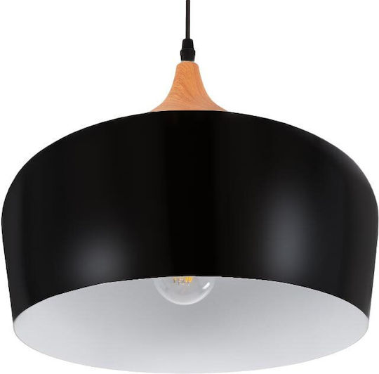 VenCore Adjustable Pendant Light Black Bell with Socket E27 35x35x27cm