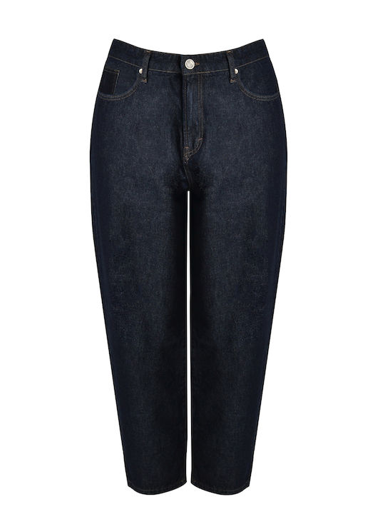 Barrel Talie înaltă Blugi de damă cu croială relaxată Dark Denim