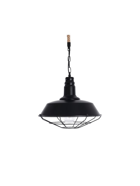 VenCore Pendant Light Black with Rope for Socket E27 36x36x30cm