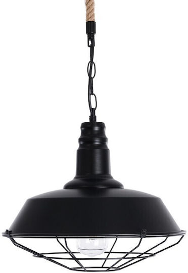 VenCore Pendant Light Black with Rope for Socket E27 36x36x30cm