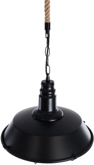 VenCore Pendant Light Black with Rope for Socket E27 36x36x30cm