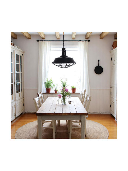 VenCore Pendant Light Black with Rope for Socket E27 36x36x30cm