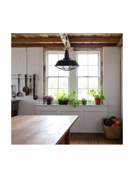 VenCore Pendant Light Black with Rope for Socket E27 36x36x30cm