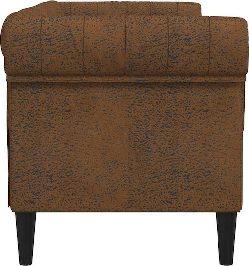 Three-Seater Couch Artificial Leather Brown 182.5x74.5x74.5 cm