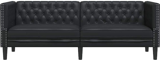 Dreisitzer Sofa Künstliches Leder Black Velvet-Black Metal 194x74.5x70.5cm