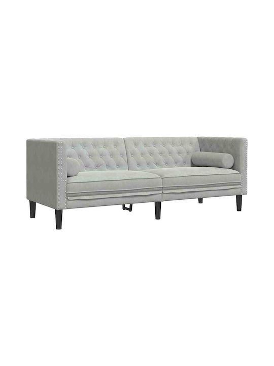 Dreisitzer Samt Sofa Hellgrau 194x74.5x70.5cm