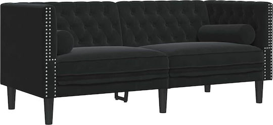 Τριθέσιος Καναπές Βελούδινος Μαύρο 174x74.5x70.5εκ.