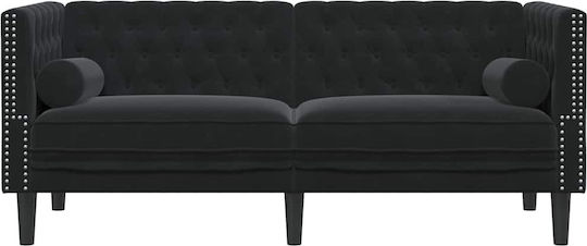 Τριθέσιος Καναπές Βελούδινος Μαύρο 174x74.5x70.5εκ.