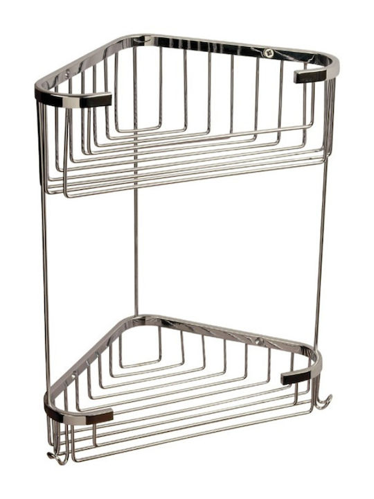 Tema Ecke An der Wand montiert Badezimmerregal Inox mit 2 Regalböden 20x15x4cm Silber