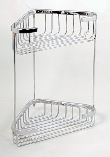 Tema Colțar Montat pe perete Raft Baie Inox cu 2 Rafturi 20x15x4cm Argintie