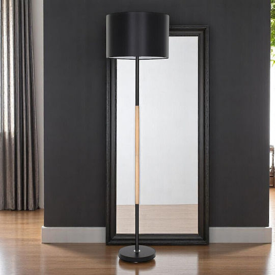 VenCore Lampa de podea Î145xL40cm. cu Soclu pentru Bec E27 Negru