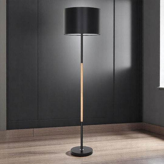 VenCore Lampa de podea Î145xL40cm. cu Soclu pentru Bec E27 Negru