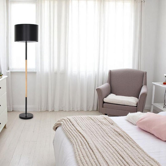 VenCore Lampa de podea Î145xL40cm. cu Soclu pentru Bec E27 Negru