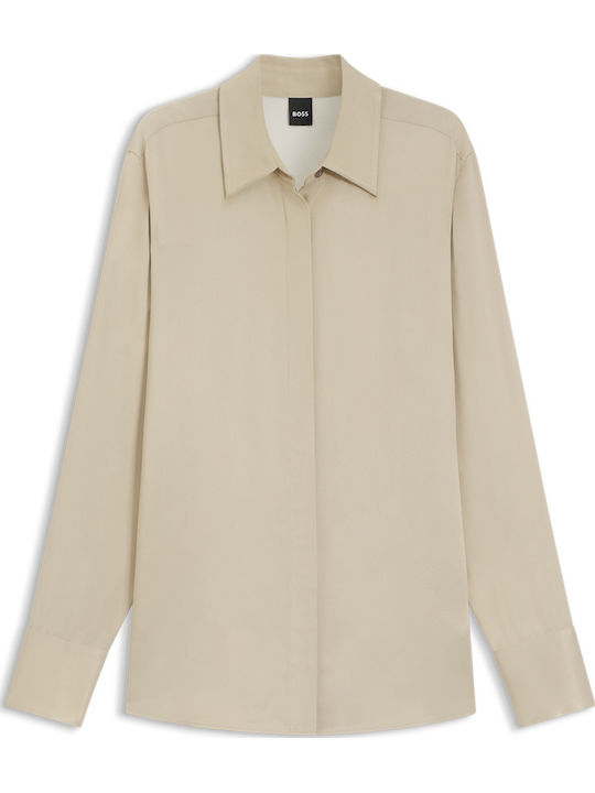 Women's Blouse Satin Beige