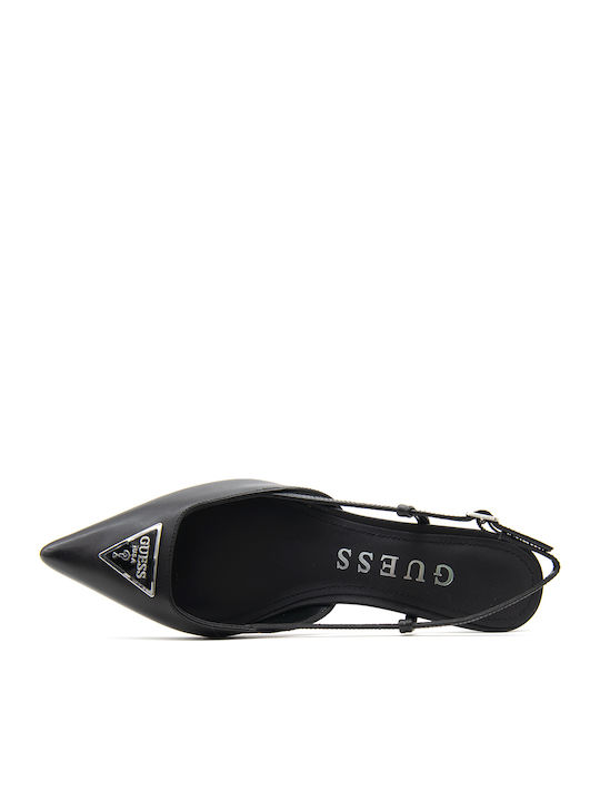 Leather Heels with Low Heel Black