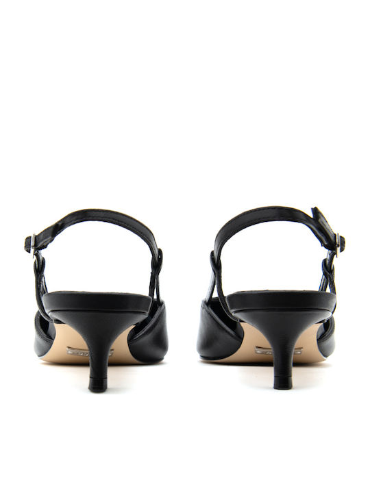 Leather Heels with Low Heel Black
