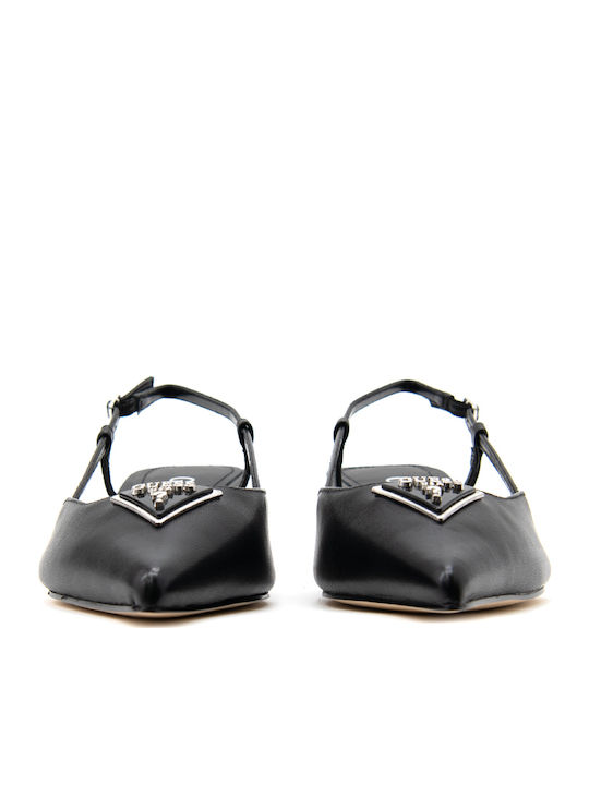 Leather Heels with Low Heel Black