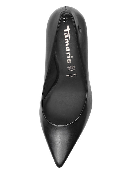 Leather Pointed Toe Black Medium Heels
