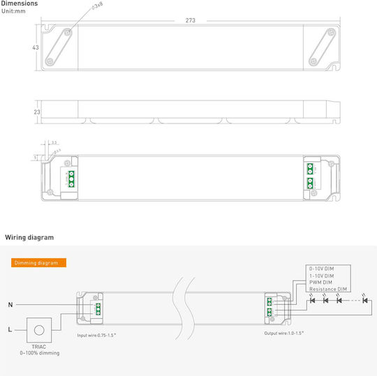 Yanshuoda Dimmable LED Power Supply IP20 Power 100W with Output Voltage 12V