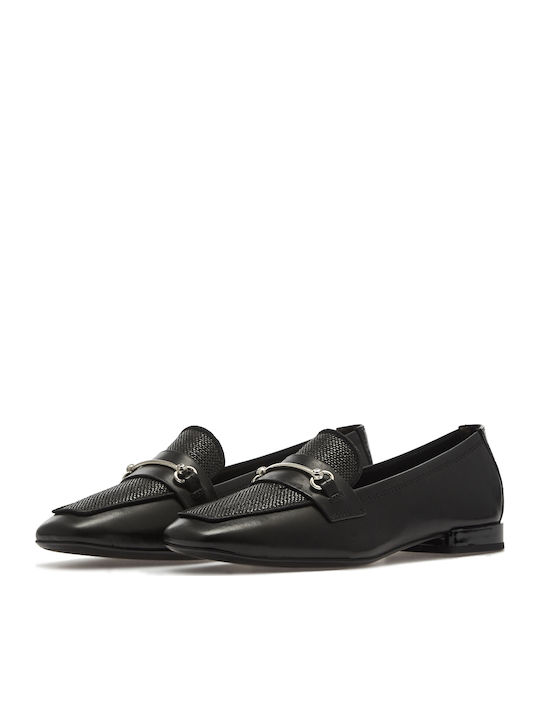 Leather Women's Moccasins in Black Color