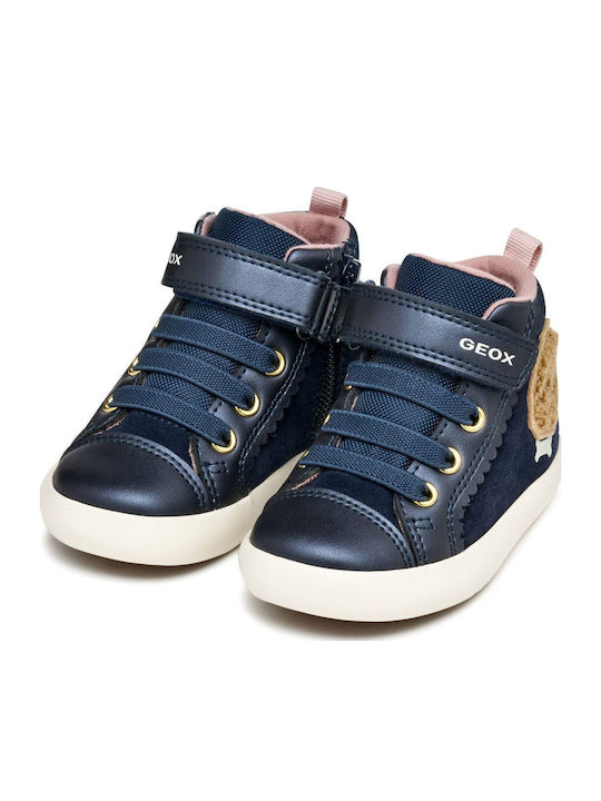 B Gisli Anatomische Leder Kinderstiefel mit Bügel- und Schleifenverschluss Marineblaue