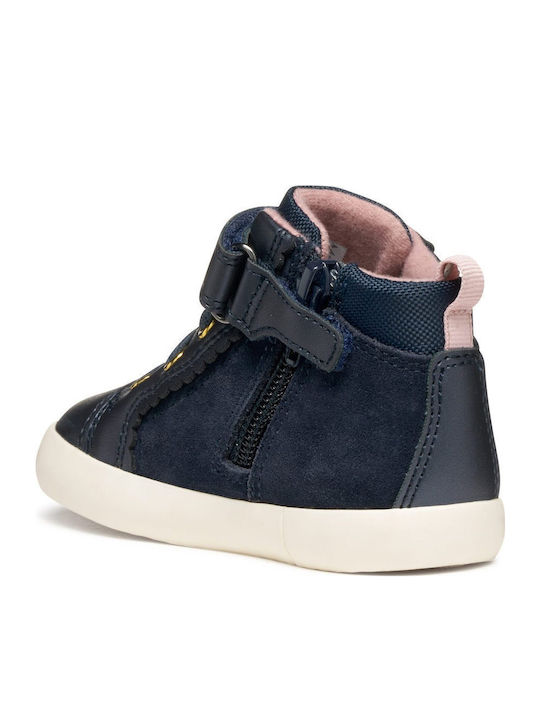 B Gisli Anatomische Leder Kinderstiefel mit Bügel- und Schleifenverschluss Marineblaue