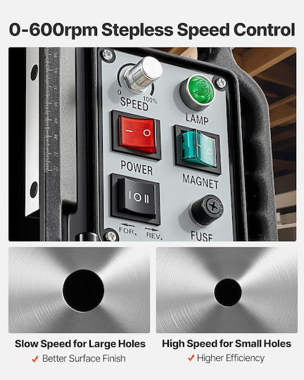 Vevor Μαγνητικό Δράπανο CLZJPCSDJ60M77GY5001V2 με Ισχύ 1.5kW
