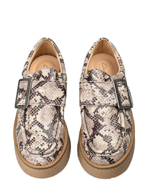 Linoso Monk Leather Women's Loafers in Gray Color