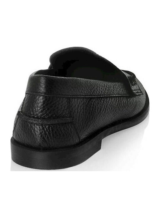 Leather Women's Loafers in Black Color