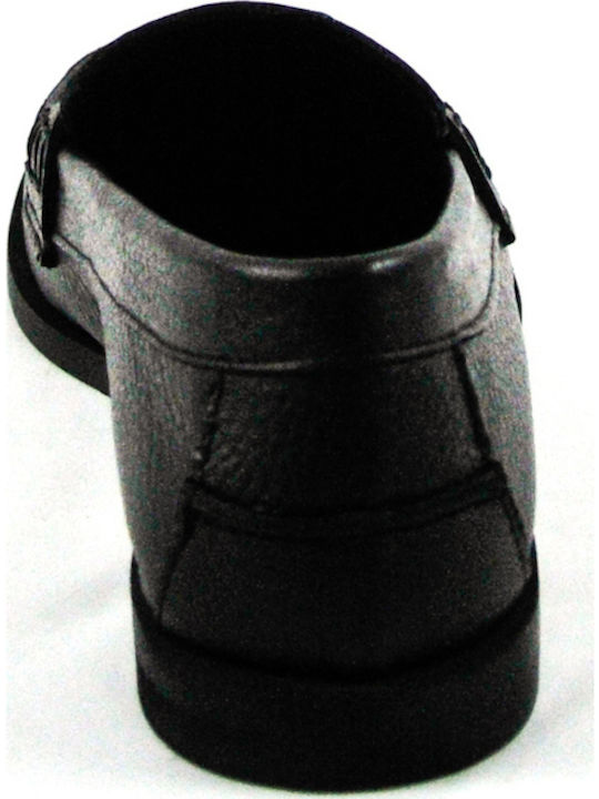 Leather Women's Loafers in Black Color