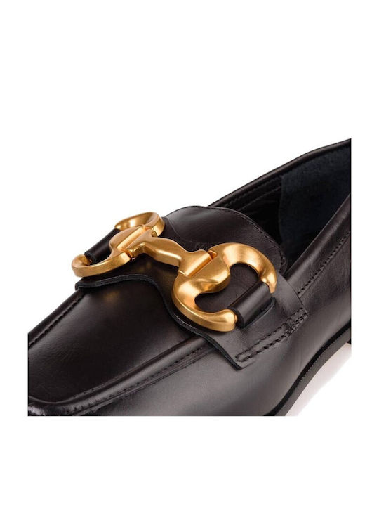 Leather Women's Moccasins in Black Color