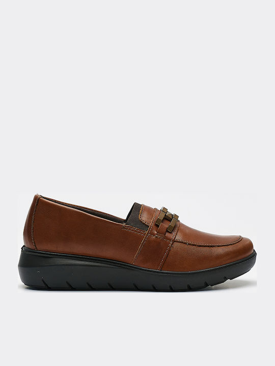 Leder Damen Mokassins in Braun Farbe