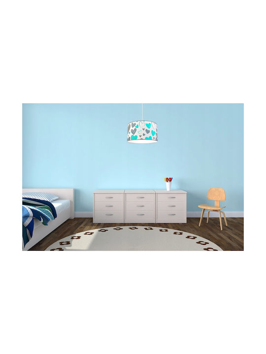 Light Home Единична светлина Детска таванна лампа Окачен от Метал 60W с Гнездо E27 Тюркоазен