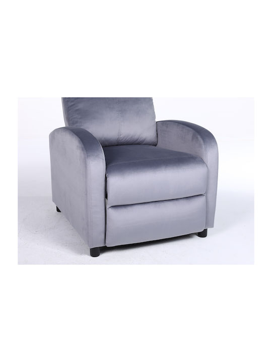 Tureis Πολυθρόνα Relax Βελούδινη Γκρι 68x86x99cm
